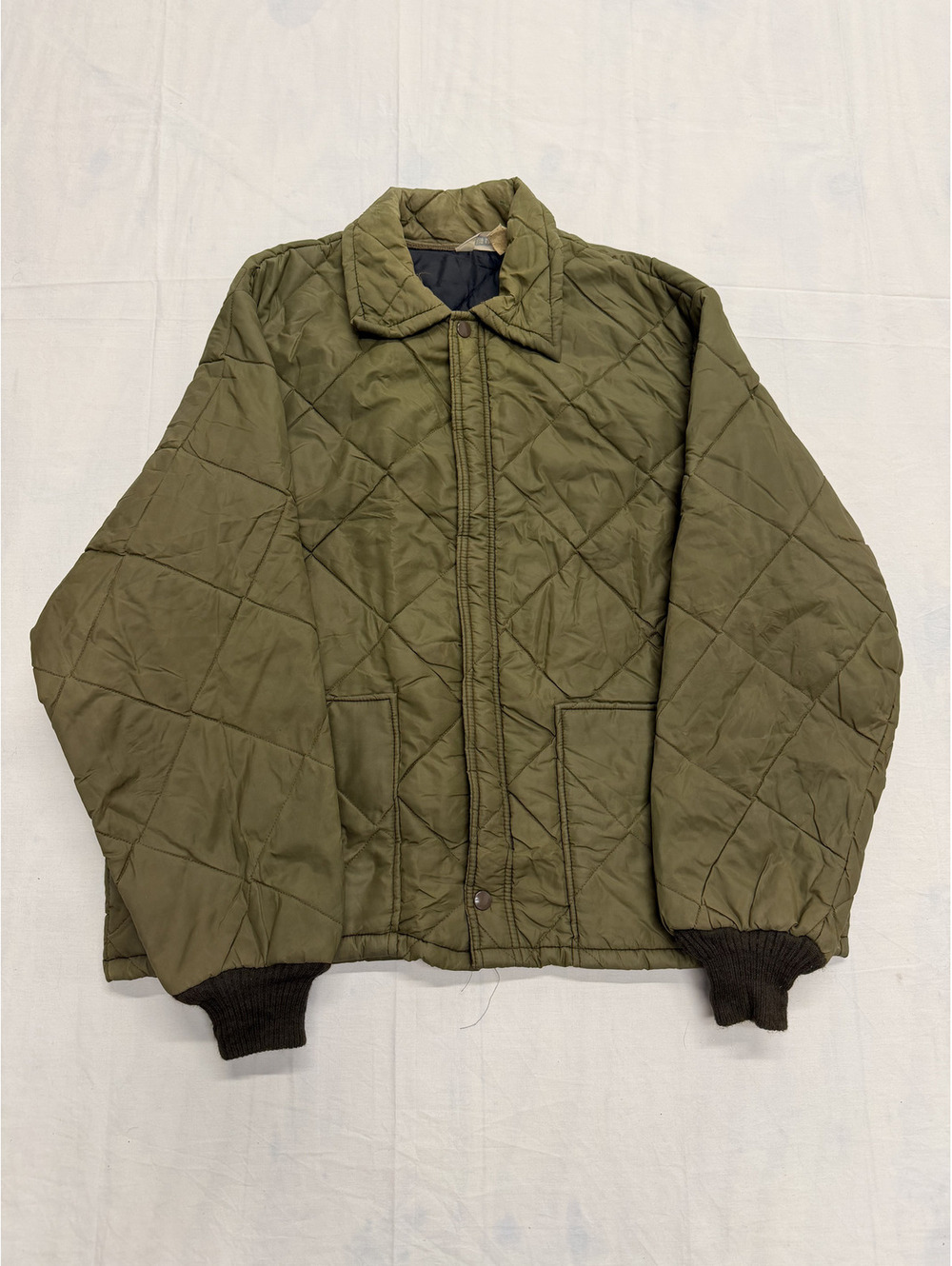 Vintage Big Smith Quilted Olive Green Jacket with Ribbed Cuffs
